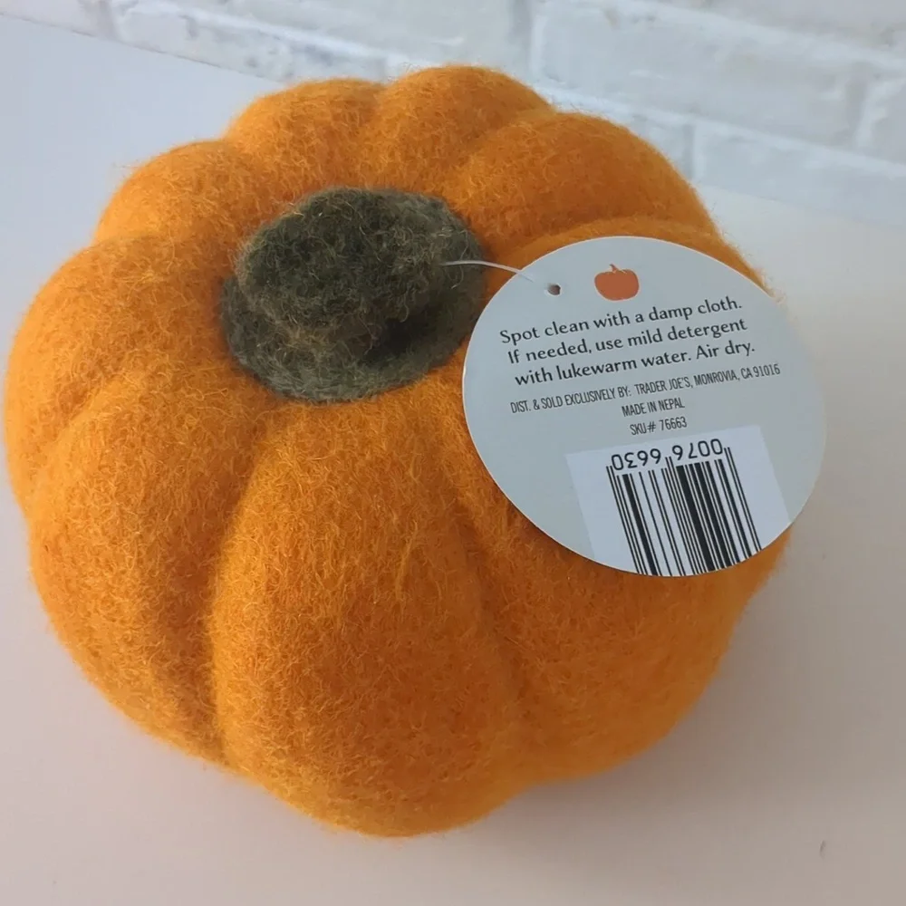 NWT Trader Joe's Handcrafted Felted Wool Pumpkin